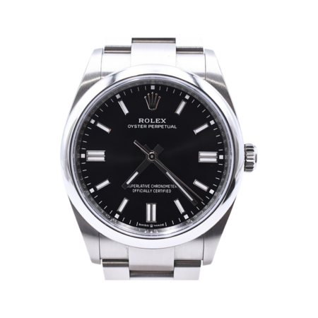 Rolex Oyster Perpetual Stainless Steel Black Stick Dial 126000