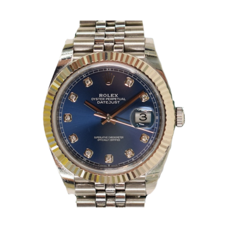 Rolex Datejust 41 Stainless Steel and White Gold Blue Diamond Dial 126334G