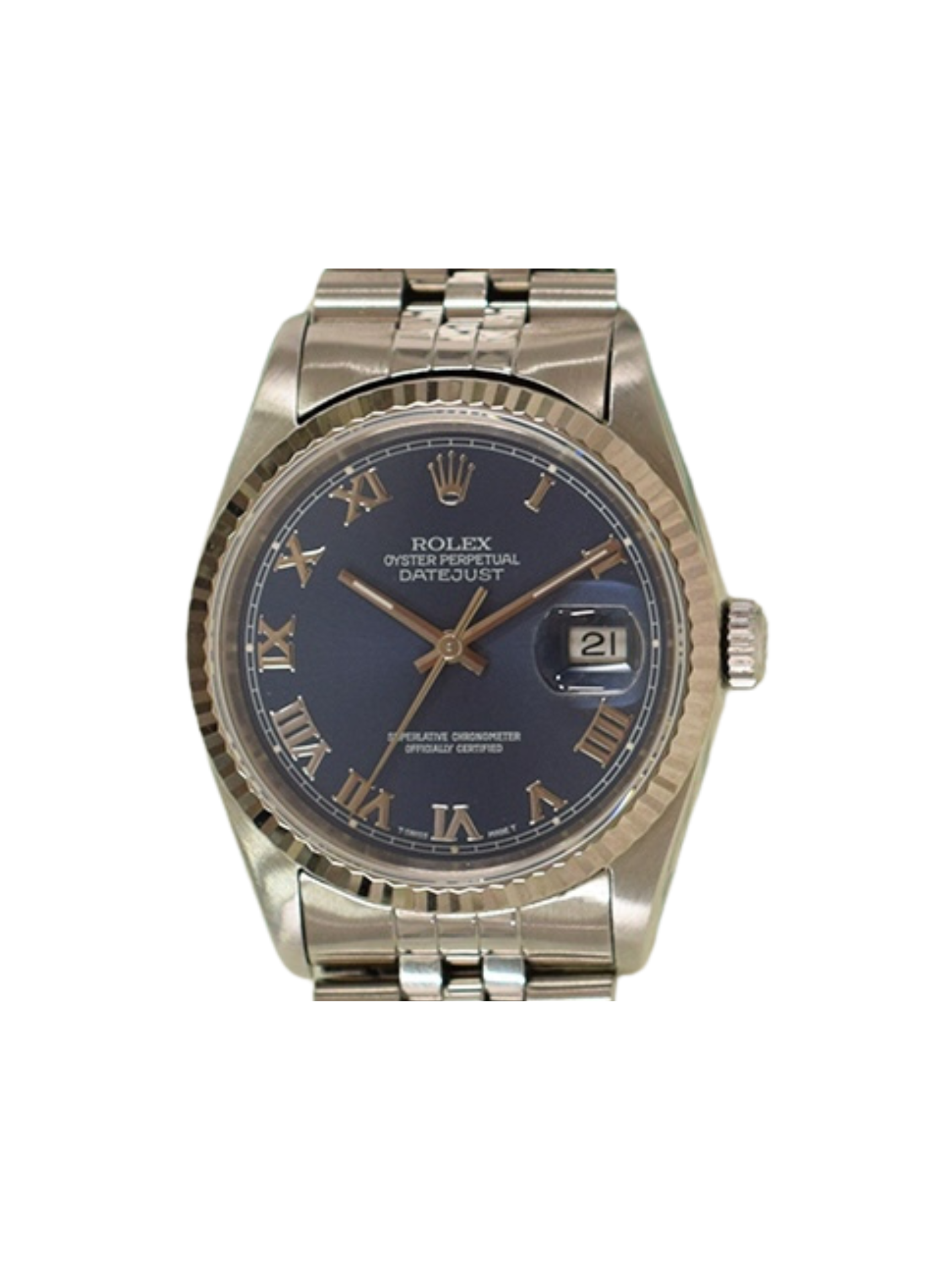 Rolex Datejust 36 Stainless Steel and White Gold Blue Roman Dial 16234