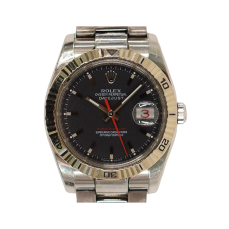 Rolex Datejust Turn-O-Graph Stainless Steel and White Gold Black Dial 116264