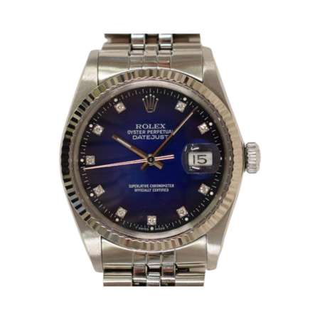 Rolex Datejust 36 Stainless Steel and White Gold Blue Ombre Diamond Dial 16014G