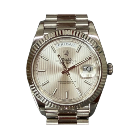 Rolex Day-Date 40 White Gold Silver Striped Dial 228239