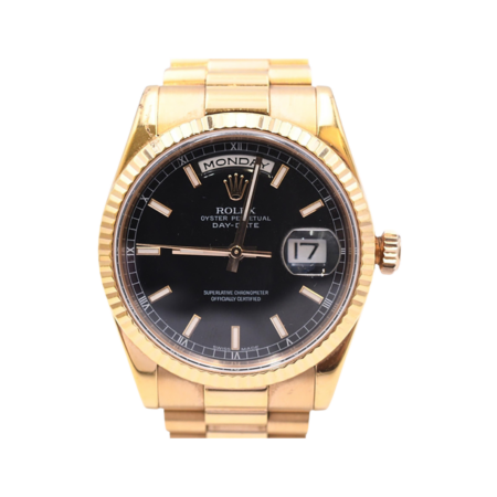 Rolex Day-Date 36 Rose Gold Black Dial 118235