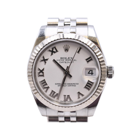 Rolex Datejust Stainless Steel and White Gold White Roman Dial 178274