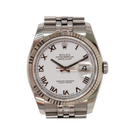 Rolex Datejust 36 Stainless Steel and White Gold White Roman Dial 116234