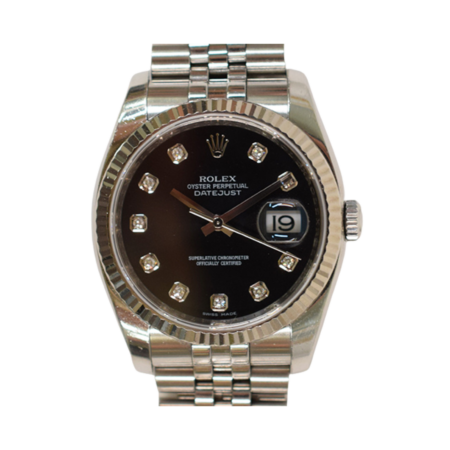 Rolex Datejust 36 Stainless Steel and White Gold Black Diamond Dial 116234G