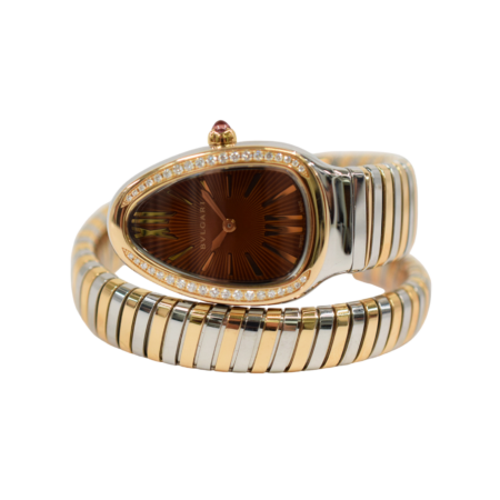 Bvlgari Serpenti Tubogas Stainless Steel and Rose Gold Brown Roman Dial 103071
