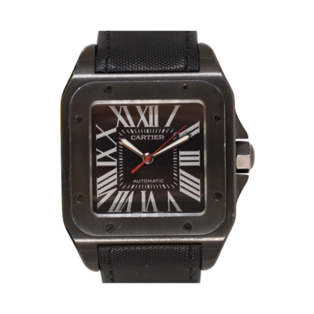 Cartier Santos 100 ADLC Stainless Steel Black Roman Dial WSSA0006
