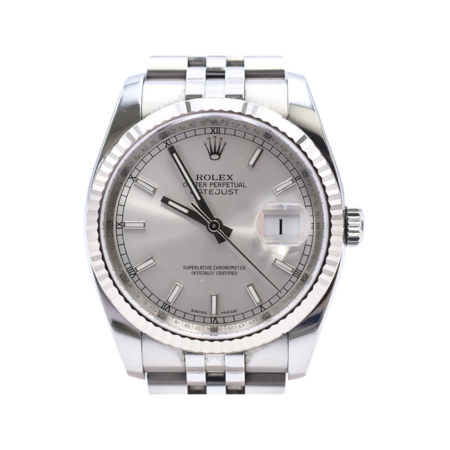 Rolex Datejust 36 Stainless Steel and White Gold Silver Dial 116234