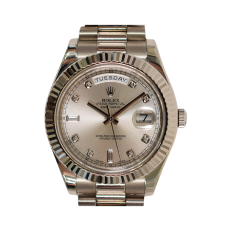 Rolex Day-Date II White Gold Silver Diamond Dial 218239A
