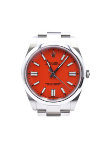 Rolex Oyster Perpetual 41 Stainless Steel Coral Red Dial 124300