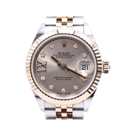 Rolex Lady-Datejust Stainless Steel and Rose Gold Silver IX Diamond 279171G
