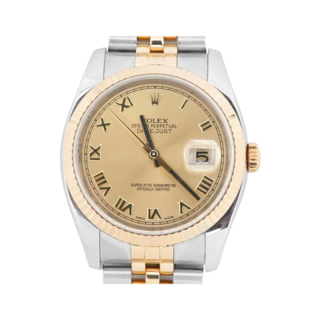 Rolex Datejust 36 Stainless Steel and Yellow Gold Champagne Roman Dial 116233