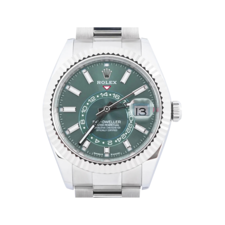 Rolex Sky-Dweller Stainless Steel and White Gold Mint Green Stick Dial 336934