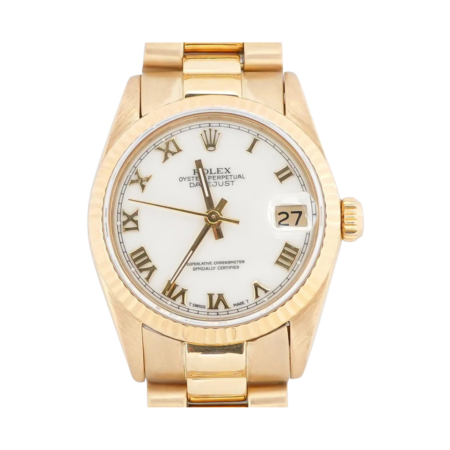 Rolex Datejust 31 Yellow Gold White Roman Dial 68278