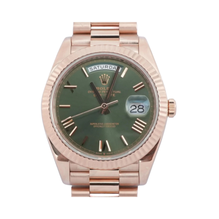 Rolex Day-Date 40 Rose Gold Olive Green Roman Dial 228235