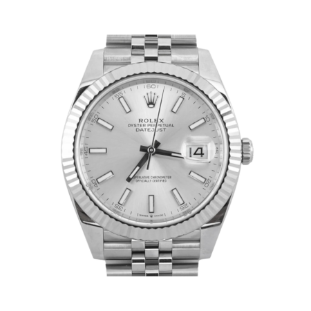 Rolex Datejust Stainless Steel and White Gold Silver Stick Dial 126334