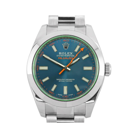 Rolex Milgauss Stainless Steel Green Crystal Blue Dial 116400GV