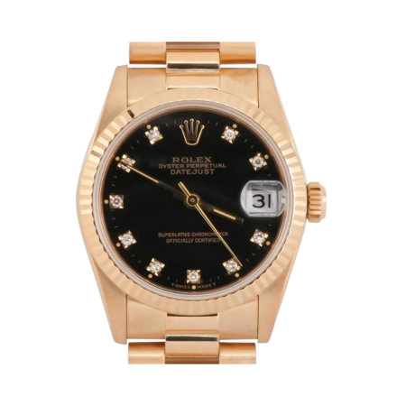 Rolex Datejust 31 Yellow Gold Black Diamond Dial 68278