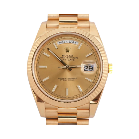 Rolex Day-Date 40 Yellow Gold Champagne Stick Dial 228238