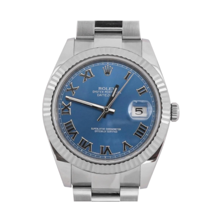 Rolex Datejust Stainless Steel and White Gold Blue Roman Dial 126334