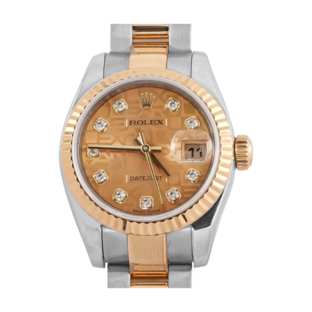 Rolex Lady-Datejust Stainless Steel and Yellow Gold Champagne Diamond Dial 179173