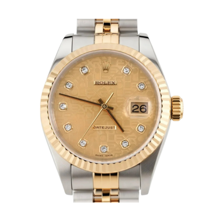 Rolex Datejust Stainless Steel and Yellow Gold Champagne Diamond Dial 16233