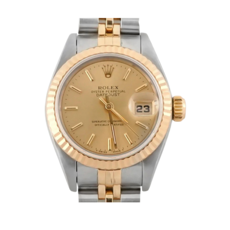 Rolex Lady-Datejust Stainless Steel and Yellow Gold Champagne Stick Dial 69173