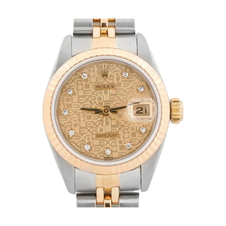 Rolex Lady-Datejust Stainless Steel and Yellow Gold Champagne Diamond Dial 69173