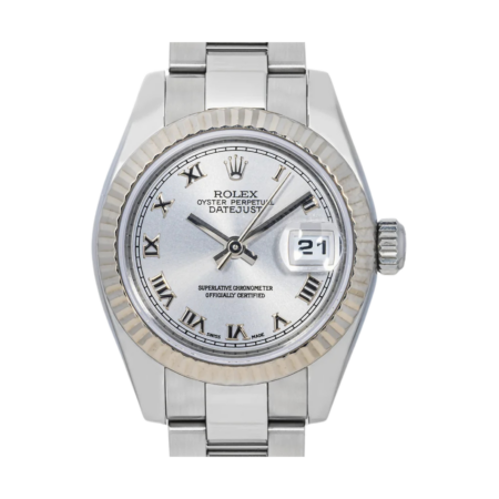 Rolex Lady-Datejust Stainless Steel and White Gold Rhodium Roman Dial 179174
