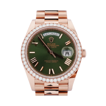 Rolex Day-Date Rose Gold Olive Roman Dial 228345RBR