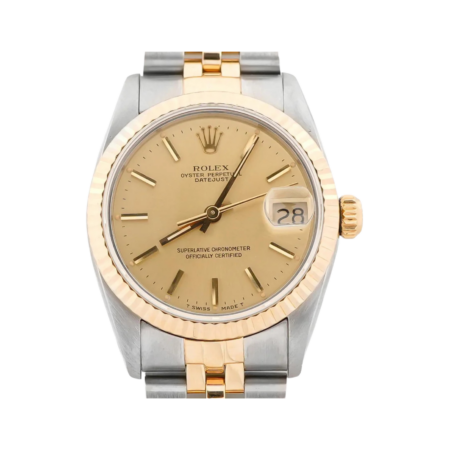 Rolex Datejust Stainless Steel and Yellow Gold Champagne Stick Dial 68273