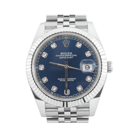 Rolex Datejust Stainless Steel and White Gold Blue Diamond Dial 126334