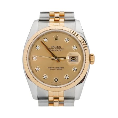 Rolex Datejust Stainless Steel and Yellow Gold Champagne Diamond Dial 116233