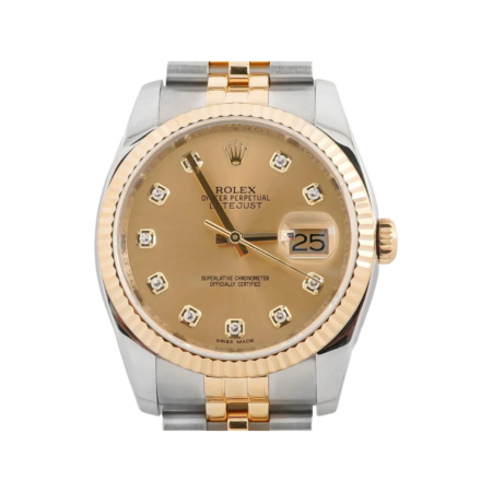 Rolex Datejust Stainless Steel and Yellow Gold Champagne Diamond Dial 116233