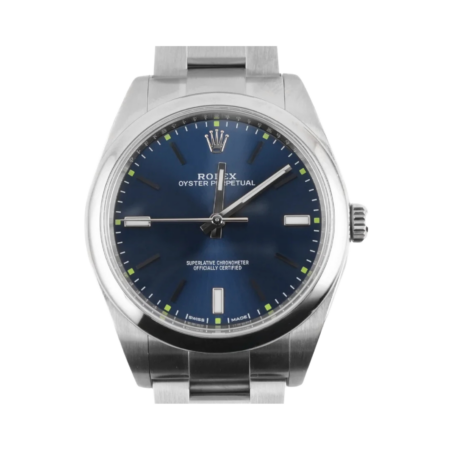 Rolex Oyster Perpetual 39 Stainless Steel Blue Stick Dial 114300