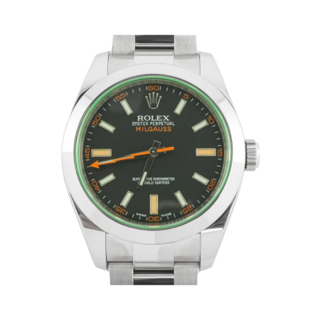 Rolex Milgauss Green Crystal Stainless Steel Black Dial 116400GV