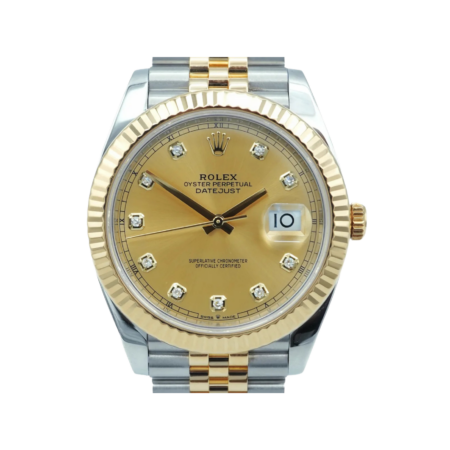 Rolex Datejust 41 Stainless Steel and Yellow Gold Champagne Diamond Dial 126333