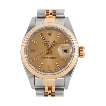 Rolex Lady-Datejust Stainless Steel and Yellow Gold Champagne Stick Dial 69173