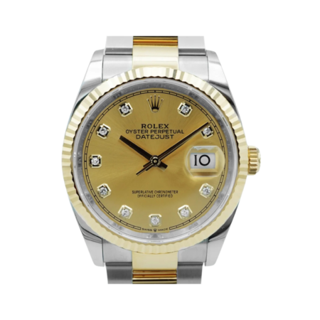 Rolex Datejust 36 Stainless Steel and Yellow Gold Champagne Diamond Dial 126233
