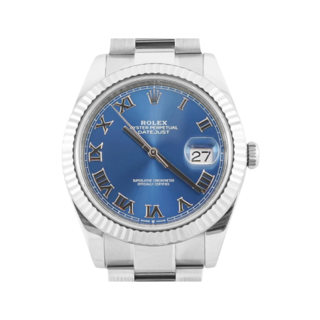 Rolex Datejust Stainless Steel and White Gold Blue Roman Dial 126334