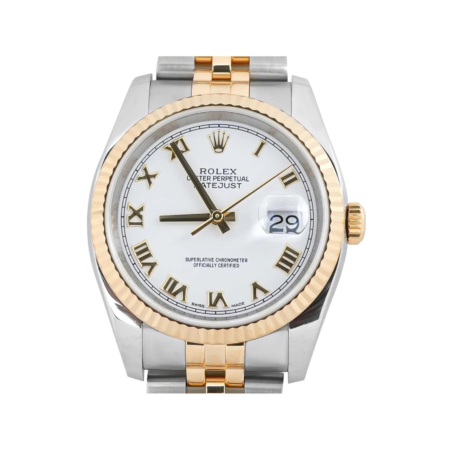 Rolex Datejust 36 Stainless Steel and Yellow Gold White Roman Dial 116233