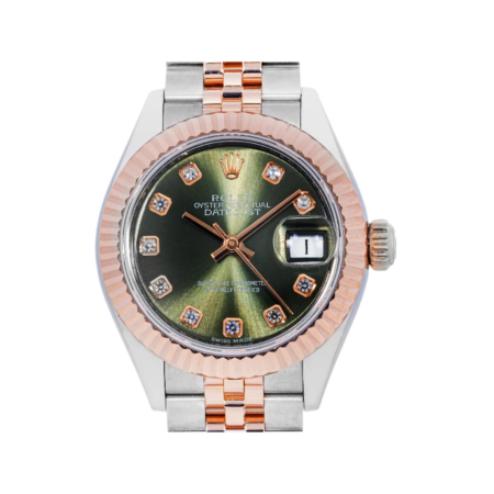 Rolex Lady-Datejust Stainless Steel and Rose Gold Olive Green Diamond Dial 279171