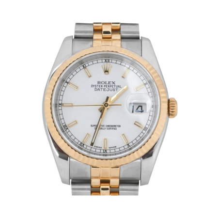 Rolex Datejust 36 Stainless Steel and Yellow Gold White Stick Dial 116233