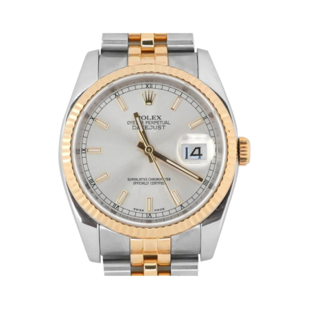 Rolex Datejust 36 Stainless Steel and Yellow Gold Silver Stick Dial 116233
