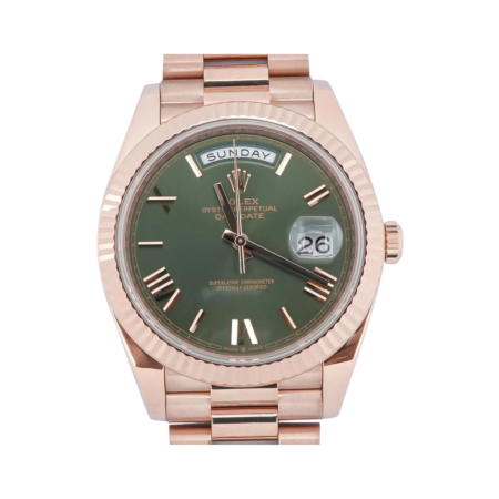 Rolex Day-Date 40 Rose Gold Olive Green Roman Dial 228235