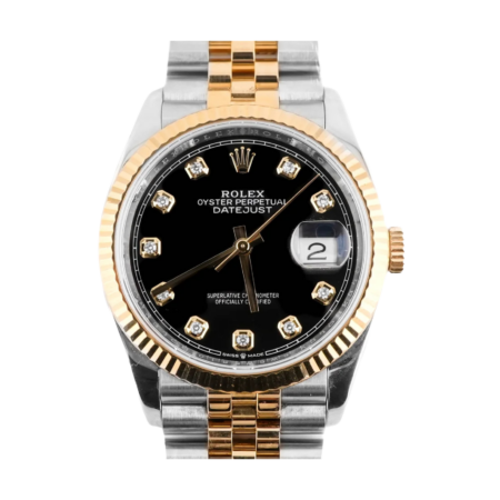 Rolex Datejust Stainless Steel and Yellow Gold Black Diamond Dial 126233