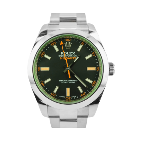 Rolex Milgauss Green Crystal Stainless Steel Black Dial 116400GV