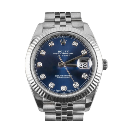 Rolex Datejust Stainless Steel and White Gold Blue Diamond Dial 126334