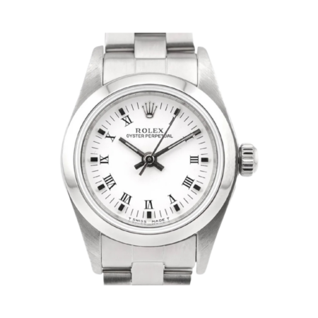 Rolex Oyster Perpetual Lady Stainless Steel White Roman Dial 76080